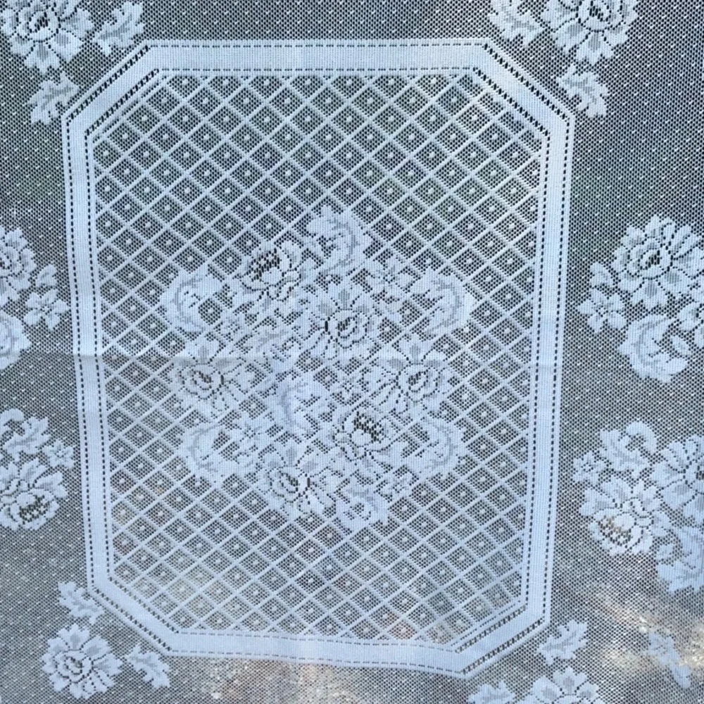 Vintage White Floral Lace Tablecloth - Rectangular 52x70 - Romantic Cottagecore